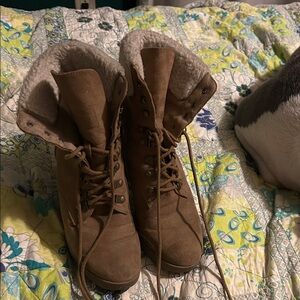 Brash Tan Lace-Up Combat Boots